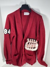 Vtg East-Tenn RCHS 100  Acrylic Marching Band Sweater Size 42 1984 Red Cardigan