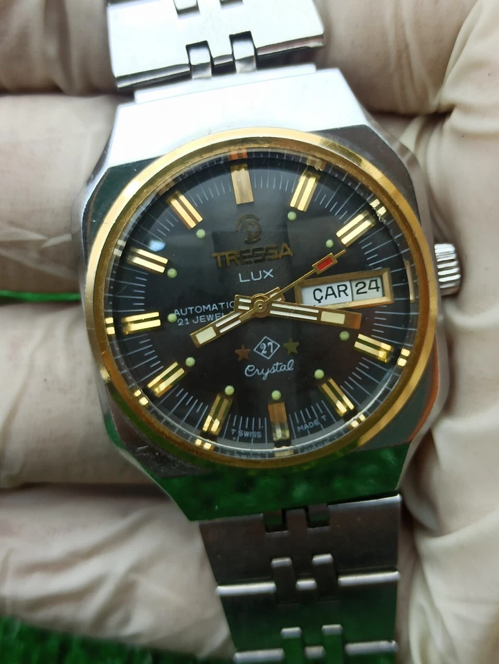 RELOJ AUTOMÁTICO TESSA 27 LUX ANTIGUO GENUINO RARO SUIZO AÑOS 60 ESFERA CRISTAL 37MM Foto 4 de 4