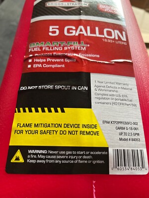 Briggs And Stratton Fuel Filling System 5+ Gallon Get ready for Travel Season
