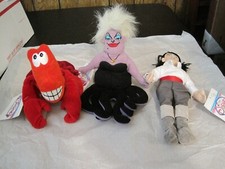 WALT DISNEY LITTLE MERMAID ERIC 10", URSULA 5.5"  SEBASTIAN 8" BEAN BAG
