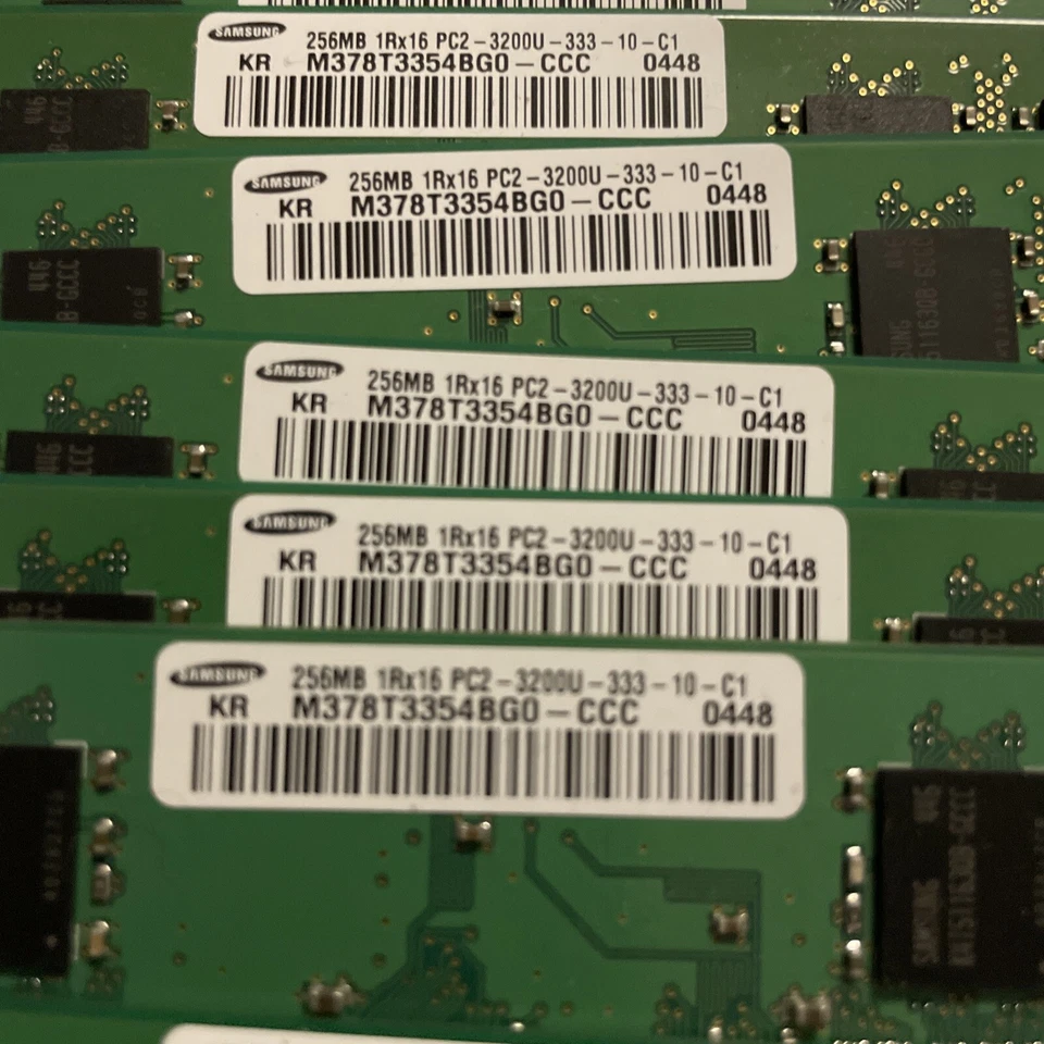 Samsung 256MB 1Rx16 PC2-3200U- 333-10-C1- 533MHz-M378T3354BGO-CCC 0448 - Image 3 of 3