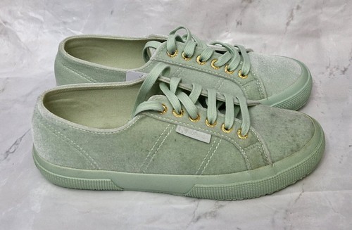 SUPERGA Velvetchenillew Tenis Clásicos Entrenadores Zapatos Bajos con Cordones Verde Reino Unido 5.5 - Imagen 5 de 9
