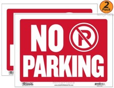 2 Pack, No Parking Sign 9"x12" Durable Plastic, Weatherproof, Bright Visible