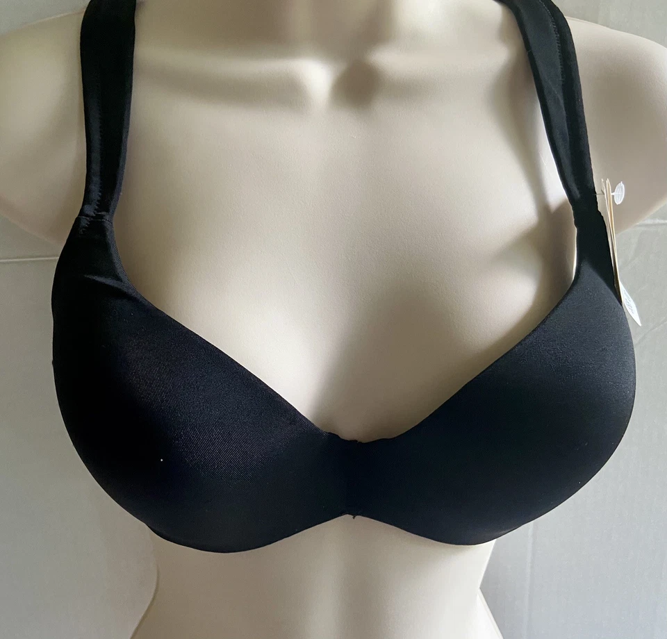 NUEVO CON ETIQUETAS Mujer 38A ESSENTIAL BODY-WEAR Negro BRENNA EDW4107 Camiseta SUJETADOR PUSH-UP. $58 Foto 4 de 4