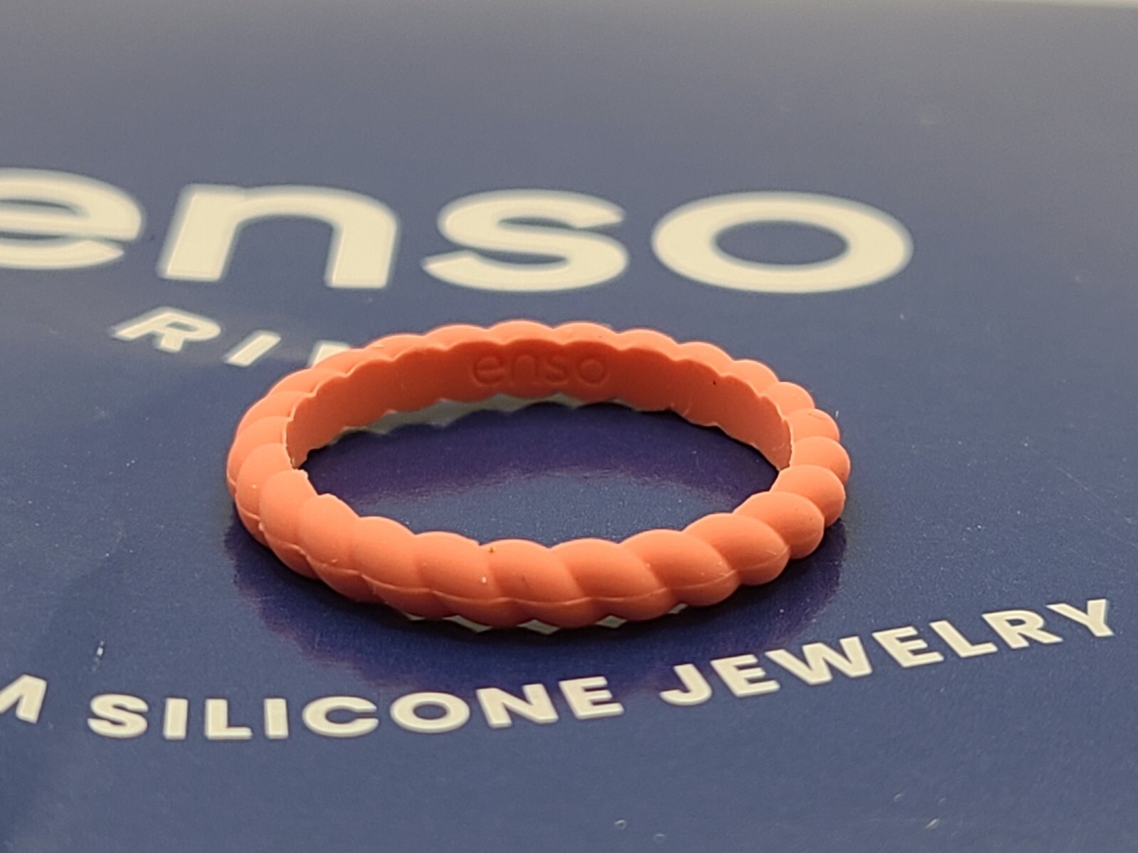 ENSO Braided Stackable Silicone Ring - Coral - sz… - image 1