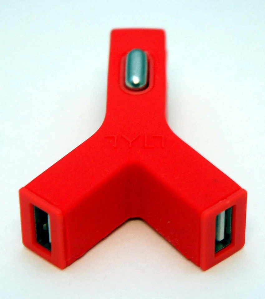 NUEVO Cargador de Coche Tylt Y-CHARGE 2.1 Doble 2-USB ROJO Teléfono DC iPhone 6+/5s/5/iPad/4 Foto 4 de 4