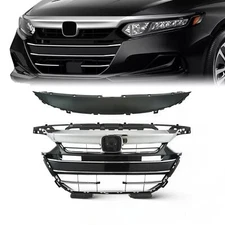 For 2021-2022 Honda Accord Front Upper Lower Grille Chrome Trim w/Grill Cover