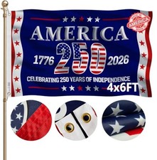 250th Anniversary Flag 4x6 FT Made in The USA Heavy Duty Vibrant Colors Doubl...