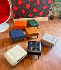 Luxury PU Leather Footstool Quilted Footrest Stool