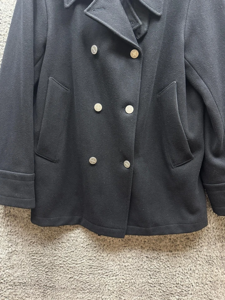 Abrigo Stone Island Vintage Años 90 Doble Pecho Lana Guisante Negro Para Hombre Talla L Foto 4 de 4