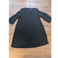 Gabby Skye Womens Black Lace Balloon Sleeve Shift Dress Size 16