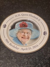 2 X H.M. Queen Elizabeth II Commemorative Plate 90th Birthday Royal Wedgwood