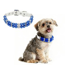 Pearl Dog Collar Pearl Cat Collar Necklace for Dogs L Blue