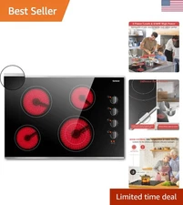 Versatile 30 Inch Radiant Cooktop with 4 Burners - Ideal for All Cookware