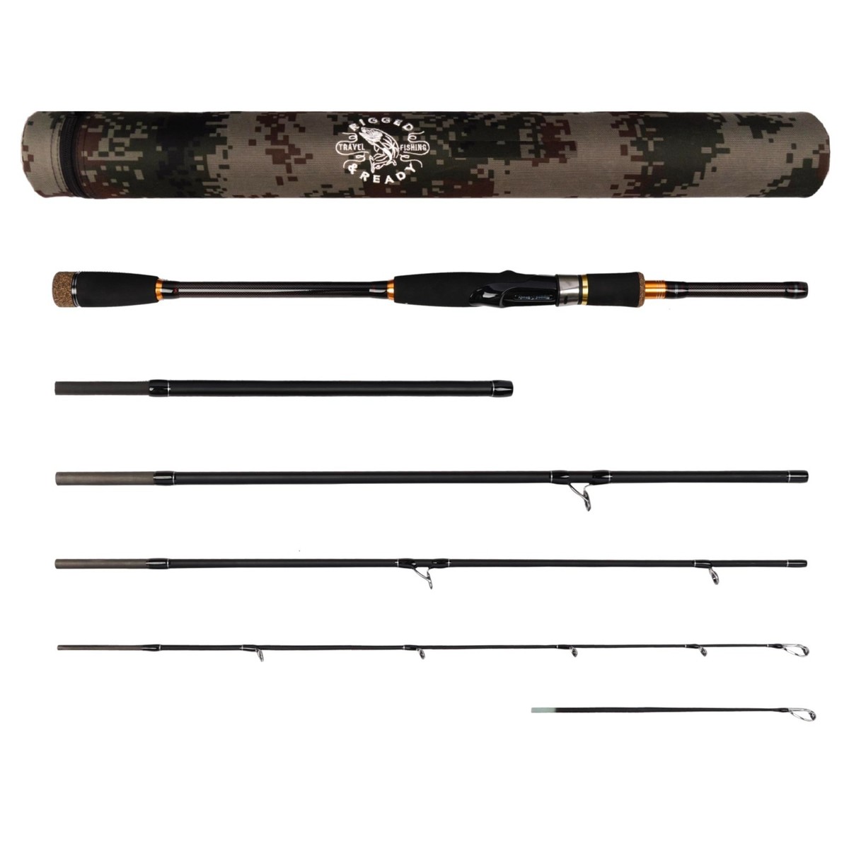 compact trigger cast fishing pole Rigged and Ready Spinning Travel Rucksack Rod 5' 6
