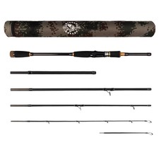 Predator Spin-Baitcast Travel Rod, 4pc w/ Case, 2 Tips, 15Kg Max, Compact