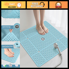 Extra Large 27" x 27" Non-Slip Shower Mat with Drain Hole Soft TPE Washable Fl