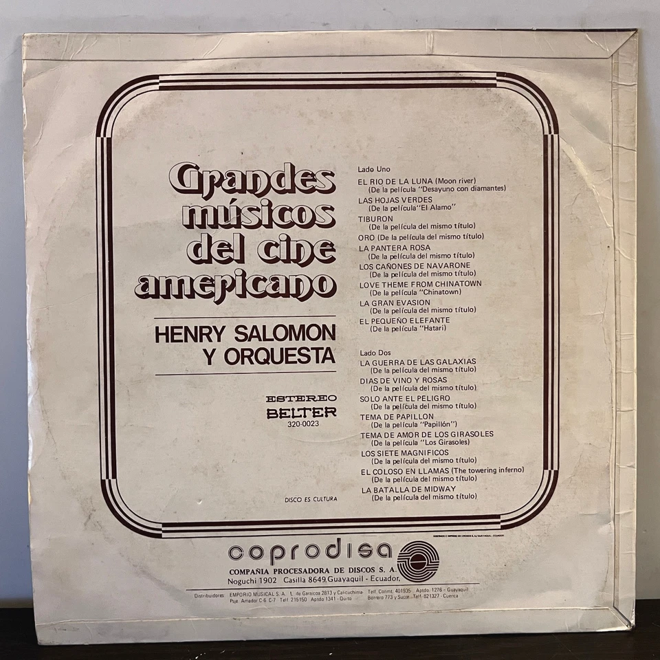 Henry Salomon - Grandes Musicos (Ecuador Cheesecake) - 12" Vinyl Record LP - VG - Image 2 of 3