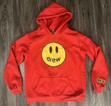 Men’s Drew House Mascot Justin Bieber Red Fleece Hoodie - Size Medium