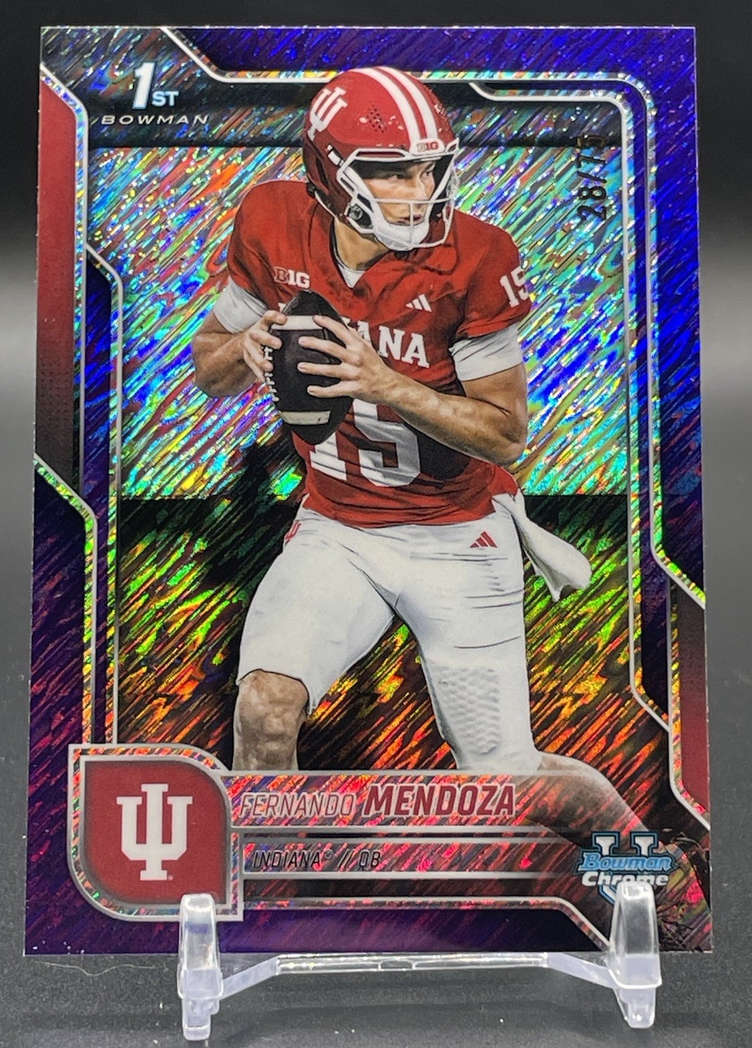 Fernando Mendoza 2025 Bowman Chrome University Purple Shimmer /75 Indiana #109