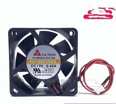 1pcs Y.S.TECH  Fan  FD126025EB  DC12V 0.42A 2-wire cooling fan  60*60 *ll