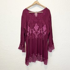 Johnny Was Tunic Top Dress Robin Berry Magenta Embroidered Large L