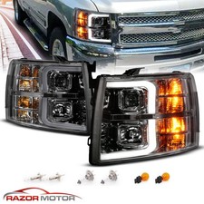07-14 Chevy Silverado 1500 2500 3500 Led Bar Tube Gunmetal Projector Headlight 07-14 Chevy Silverado 1500 2500 3500 Led Bar Tube Gunmetal Projector Headlight