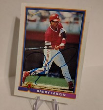 Barry Larkin 1991 Bowman Silver Slugger #379 Cincinnati Reds signed card