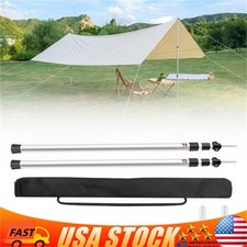 2× Tent Pole Telescopic Adjustable Tarp Poles for Camping Canopy Awning Shelter