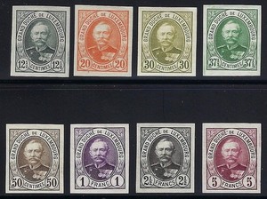 Luxembourg, 1891-1893, Scott #61-62, 64-69, Proofs in Original Colors