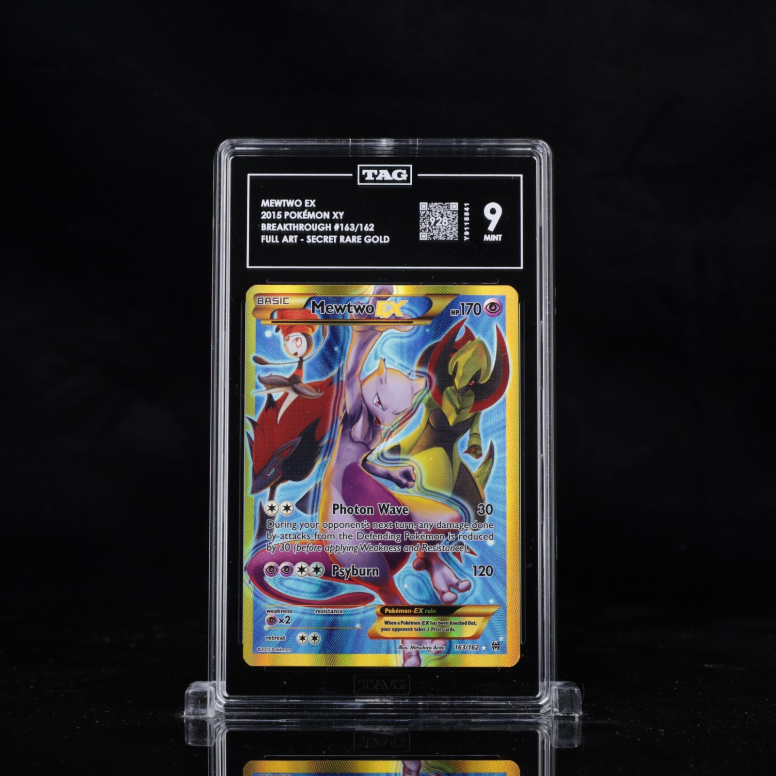 2015 Pokemon XY Breakthrough 163/162 Mewtwo EX FA Secret Rare TAG 9 (928)