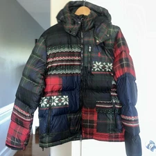 Polo Ralph Lauren Mens Gorham Patchwork Puffer Hooded Down Jacket NEW Large $498