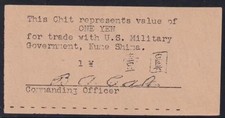 Posesiones de Estados Unidos - Japón/Islas Ryukyu Kume Shima Militar Escritura Shima S/B 906...