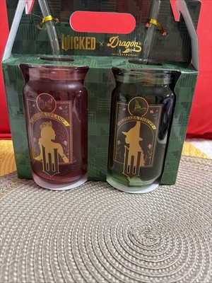 Wicked Dragon Glassware - 2pk Set Of 16oz glass Tumblers -Ephaba and Glinda Cup