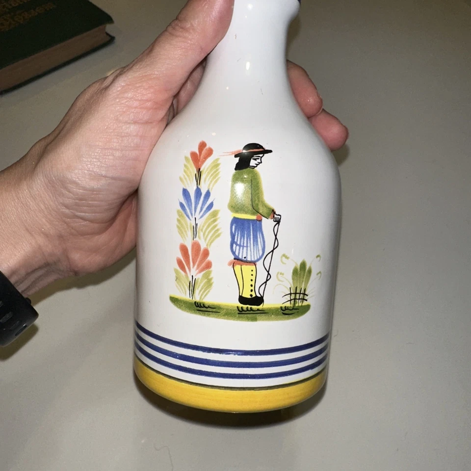 Vintage Mid Century Italian Pottery Bottle Vase in Quimper Breton Man - Image 2 of 4