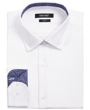Nine West Slim-Fit Performance Stretch Dress Shirt Men's M 15-15.5 32/33 White