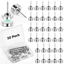 GOOLADA 30 Sets Magnetic Tacks, Silver Push Pins, 30Pack,