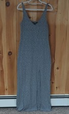 Express Women's Gray Knit Sleeveless Maxi Dress V-Neck Slit Size M
