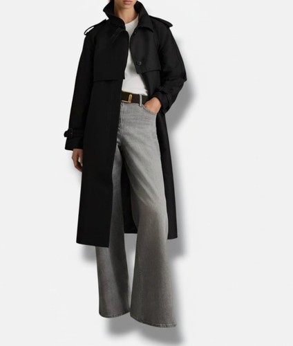 Reiss Women's Black August Mac Trench Coat Size 10