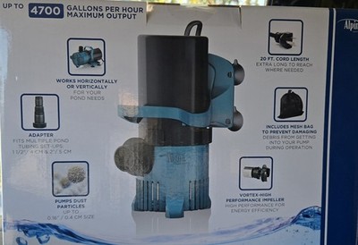 4700 GPH Vortex Pond Pump. In Or Out of Water. 20ft Cord Length. Brand New