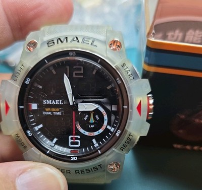Smael Men's Digital Chronometer LED Sport Watch Waterproof, Large Dial, Quartz