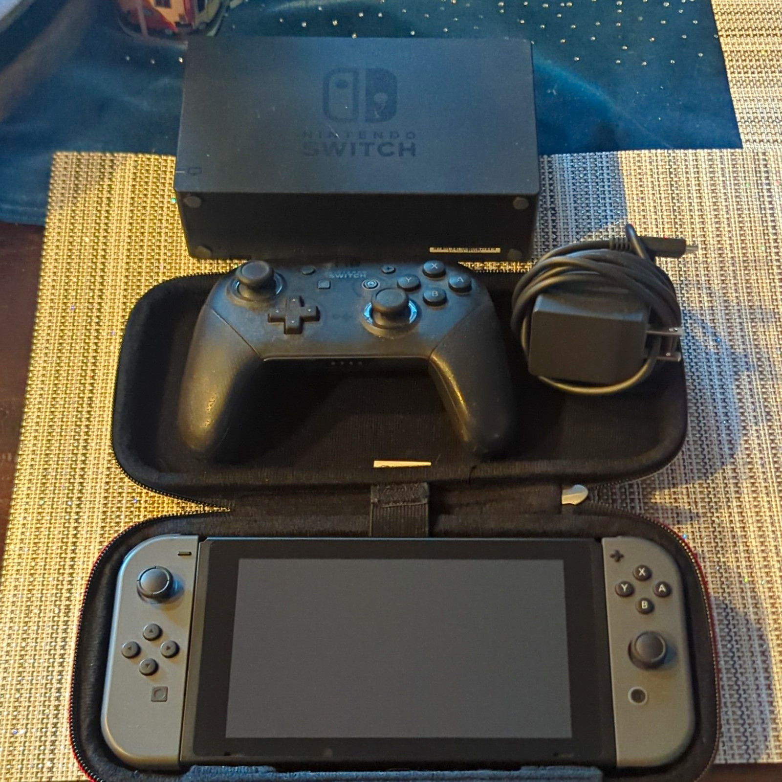 Nintendo Switch Console Gray W/ Dock, Pro Controller, Charger, & Carry Case