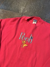 Vintage 90s Disney Winnie the Pooh Red Crewneck Fleece Sweatshirt XL