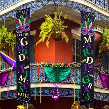 Mardi Gras Decoration Set Porch Welcome Banner Hanging Indoor Outdoor Masquerade
