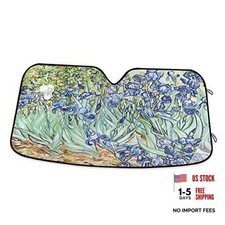 Car Windshield Sunshade Irises Vincent Van Gogh Pattern, Blocks Sun Visor Blue