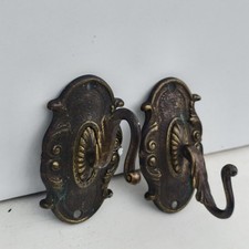 VINTAGE 2 DUE GANCI IN OTTONE SINGOLI X APPENDIABITI DA PARETE ATTACCAPANNI