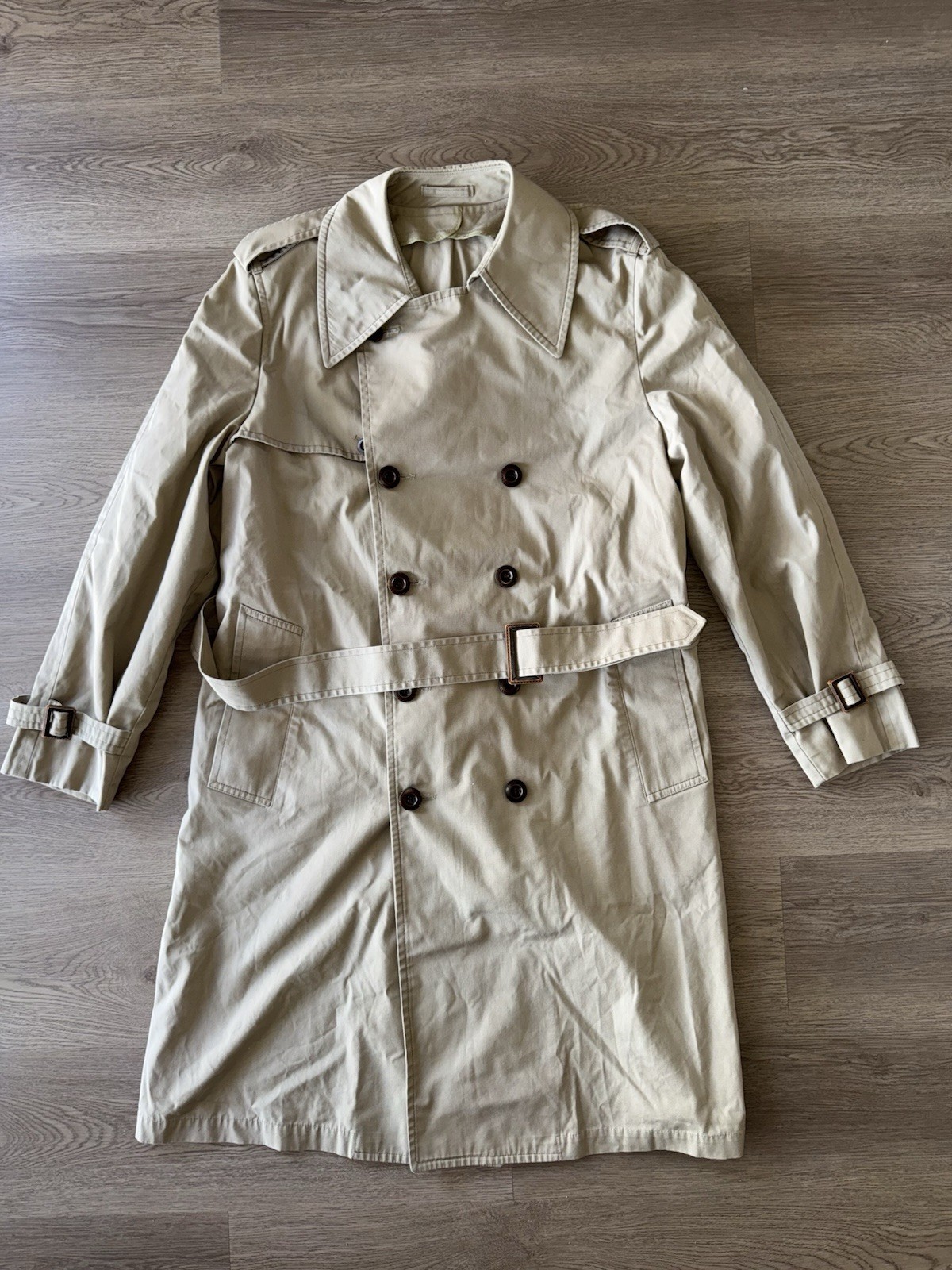 Vintage London Fog Classic Beige Men’s Belted Trench Coat Size 38 Regular