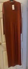 New With Tags Mango Rusty Orange Half Turtle Neck Long Jumpsuit Size Medium