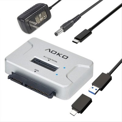 M.2 SATA/NVMe to USB Docking Station,Hard Drive Reader Adapter, Silver 