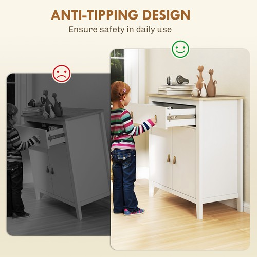 HOMCOM Sideboard with Drawer, Adjustable Shelf for Living Room, White - Picture 5 of 11